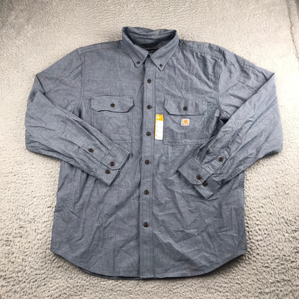 Carhartt Fort Loose Fit Midweight Chambray Long Sleeve Shirt Mens L NEW NWT